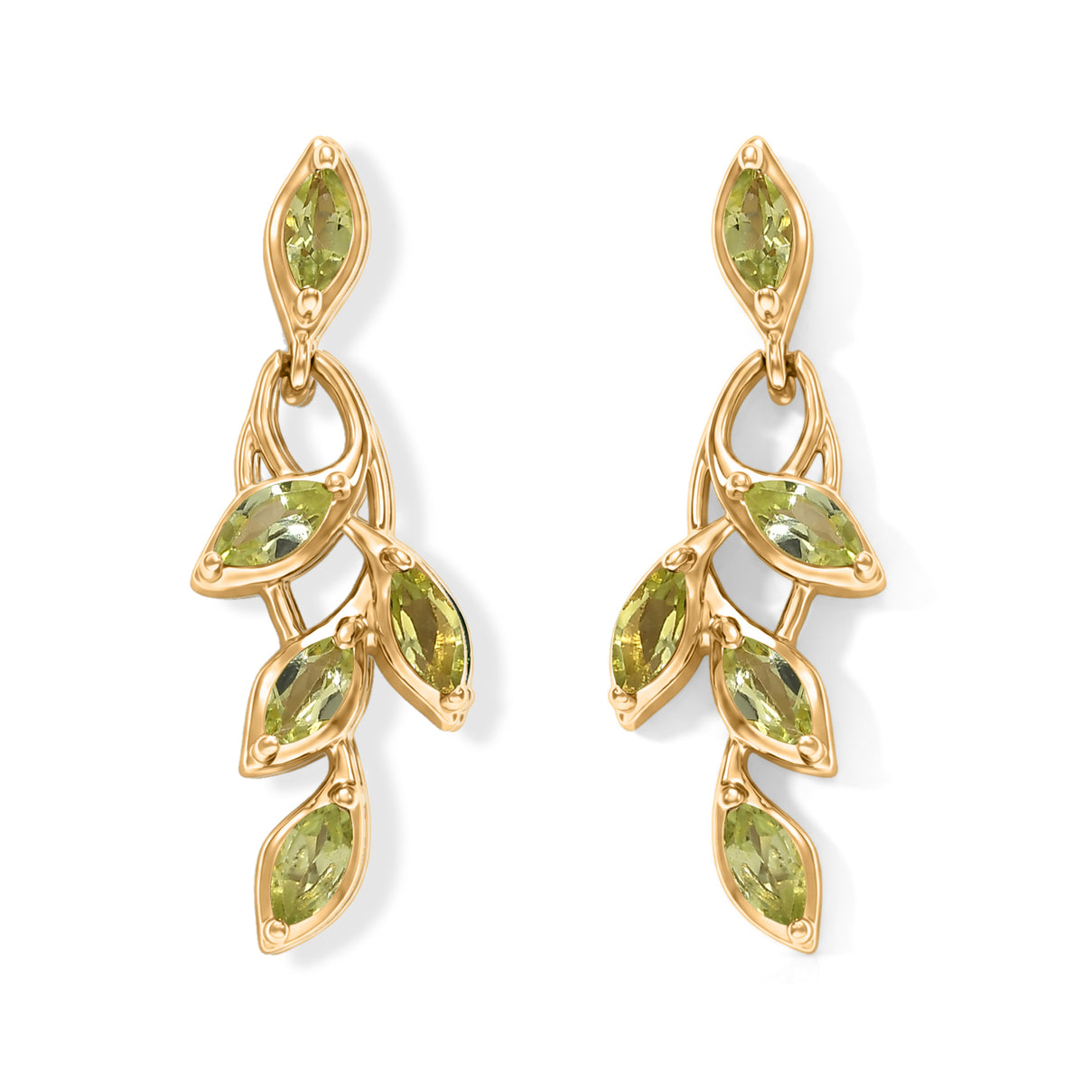 D'Joy - Peridot Dangling Earring with Push Back in 18K Vermeil Yellow Gold Plated Sterling Silver 1.70 Ct.Â  8632197 0