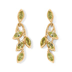 D'Joy - Peridot Leaf Vine Dangling Earring with Push Back in 18K Vermeil Yellow Gold Plated Sterling Silver 1.70 Ct._8632197