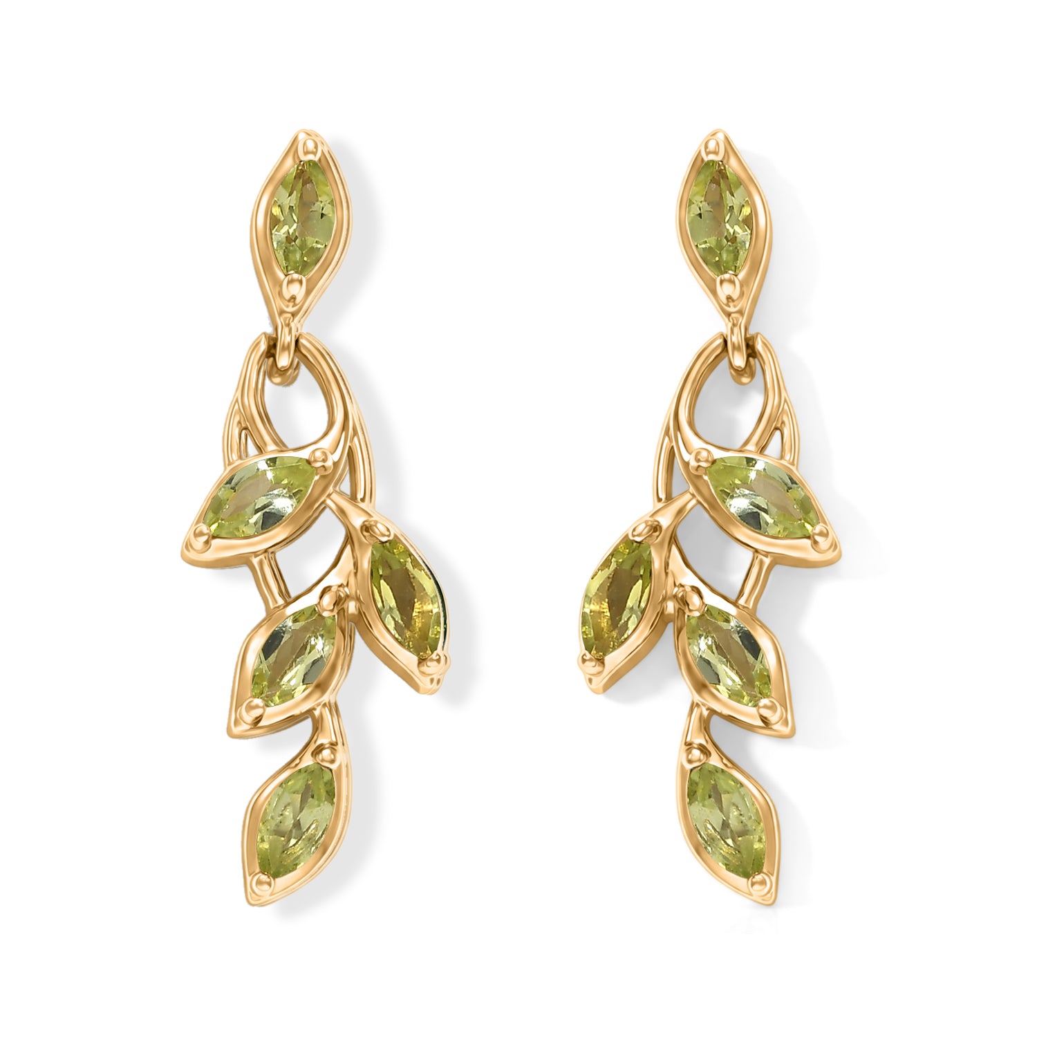 D'Joy - Peridot Dangling Earring with Push Back in 18K Vermeil Yellow Gold Plated Sterling Silver 1.70 Ct.Â  8632197 0