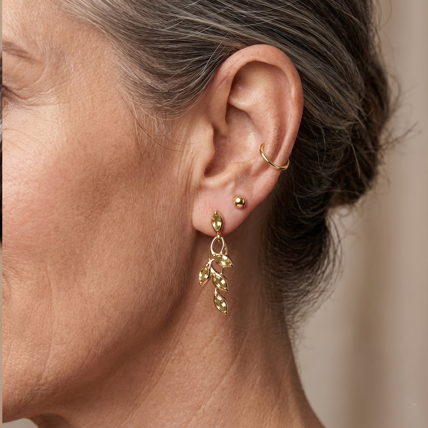 D'Joy - Peridot Dangling Earring with Push Back in 18K Vermeil Yellow Gold Plated Sterling Silver 1.70 Ct.Â  8632197 3