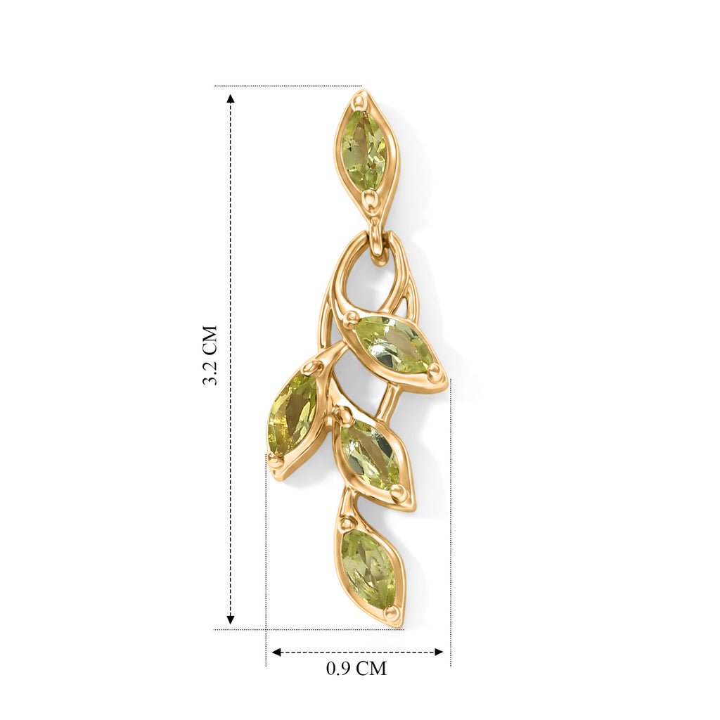 D'Joy - Peridot Leaf Vine Dangling Earring with Push Back in 18K Vermeil Yellow Gold Plated Sterling Silver 1.70 Ct._8632197_4