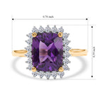 Luxuriant - Moroccan Amethyst & Lab Grown Diamond (SI/G-H) Halo Ring in 18K Vermeil Yellow Gold Plated Sterling Silver 3.20 Ct._8632210_5