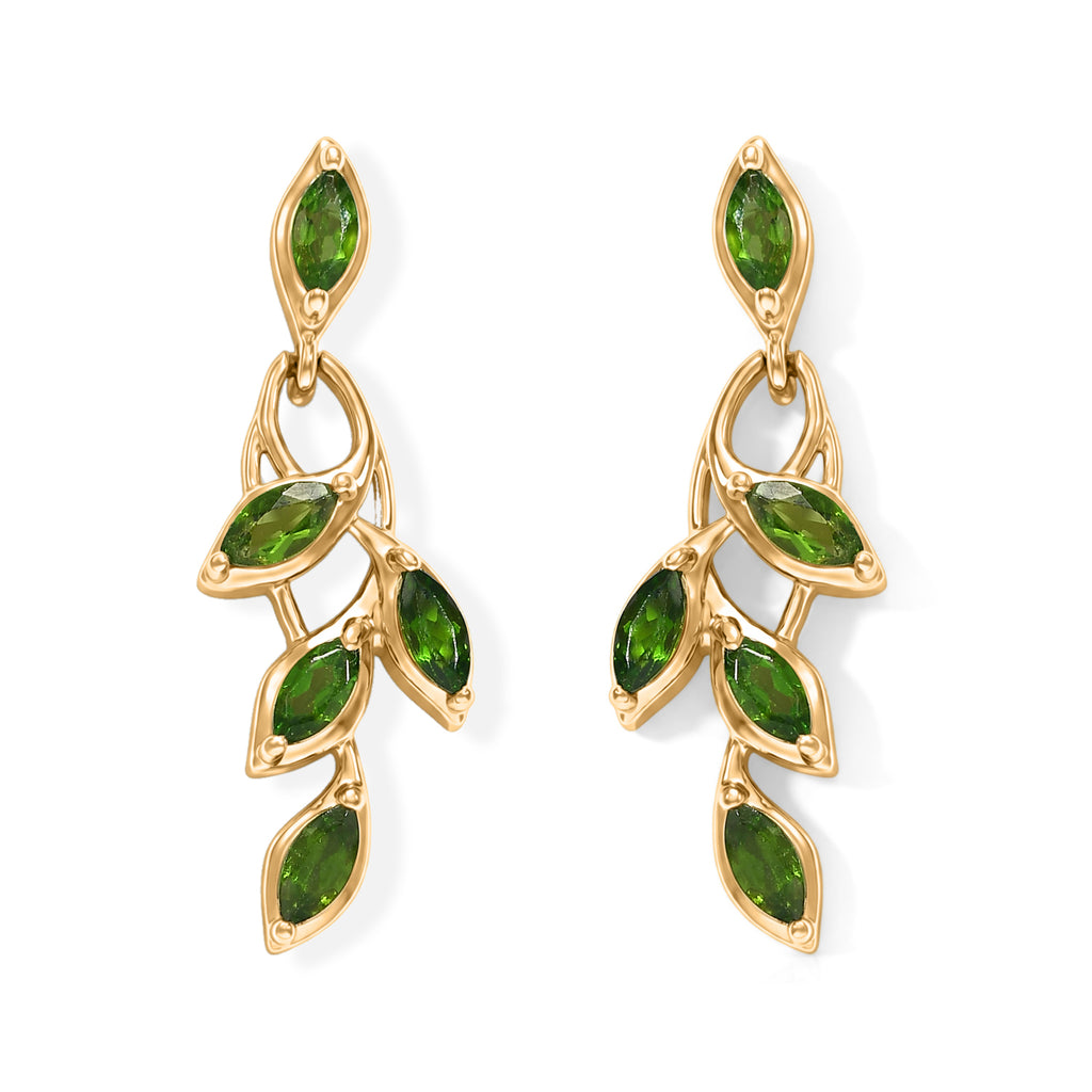D'Joy - Natural Chrome Diopside Dangling Earring with Push Back in Yellow Gold Plated Sterling Silver 1.66 Ct._8632240