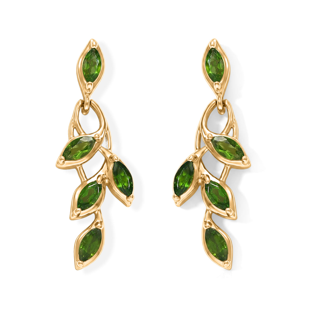 D'Joy - Natural Chrome Diopside Dangling Earring with Push Back in Yellow Gold Plated Sterling Silver 1.66 Ct. V32513697 0