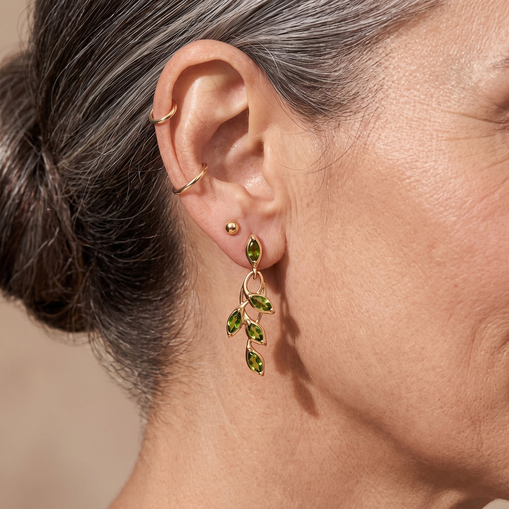 D'Joy - Natural Chrome Diopside Dangling Earring with Push Back in Yellow Gold Plated Sterling Silver 1.66 Ct._8632240_2