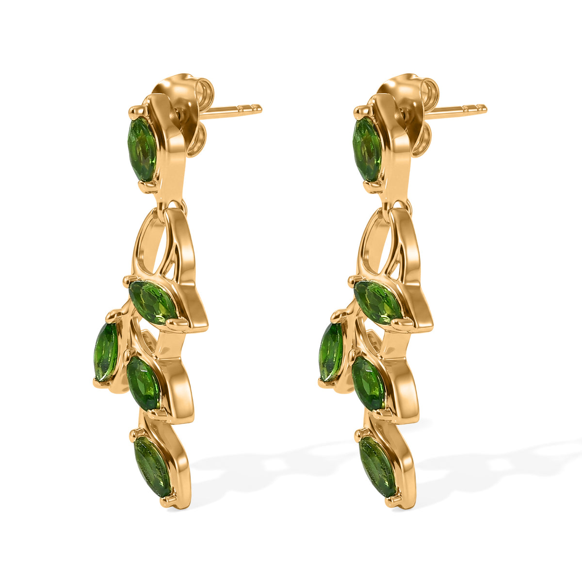 D'Joy - Natural Chrome Diopside Dangling Earring with Push Back in Yellow Gold Plated Sterling Silver 1.66 Ct. V32513697 4