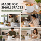Electric Hot Pot Cooker, Steamer, Non-Stick Frying Pan - 700W - White_8632973_4
