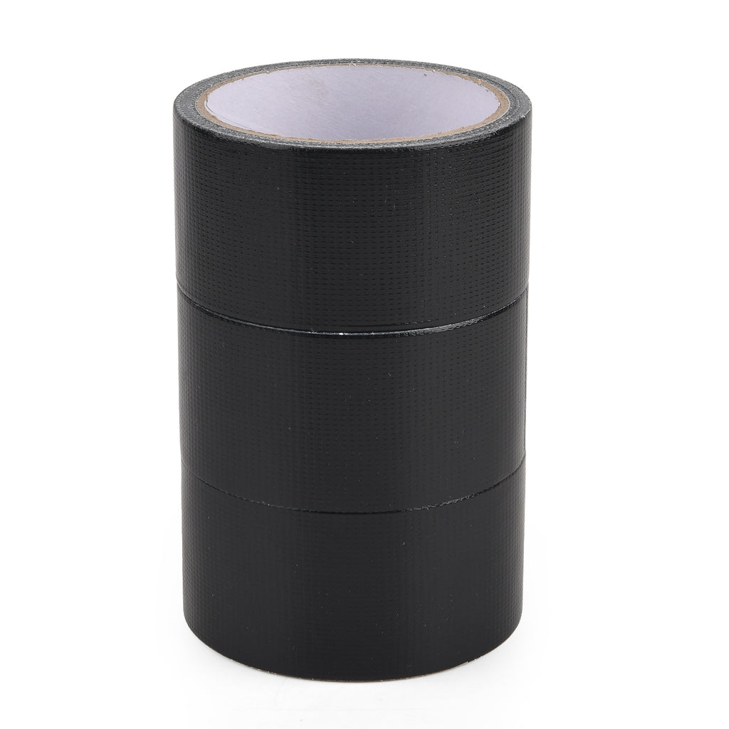 Set of 3 Heavy-Duty Multipurpose Duct Tape Rolls - Strong Adhesive Repair Tape - Black_8633005