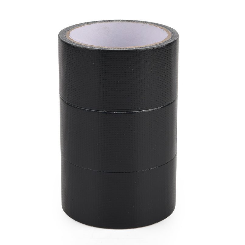 Set of 3 Heavy-Duty Multipurpose Duct Tape Rolls - Strong Adhesive Repair Tape - Black_8633005