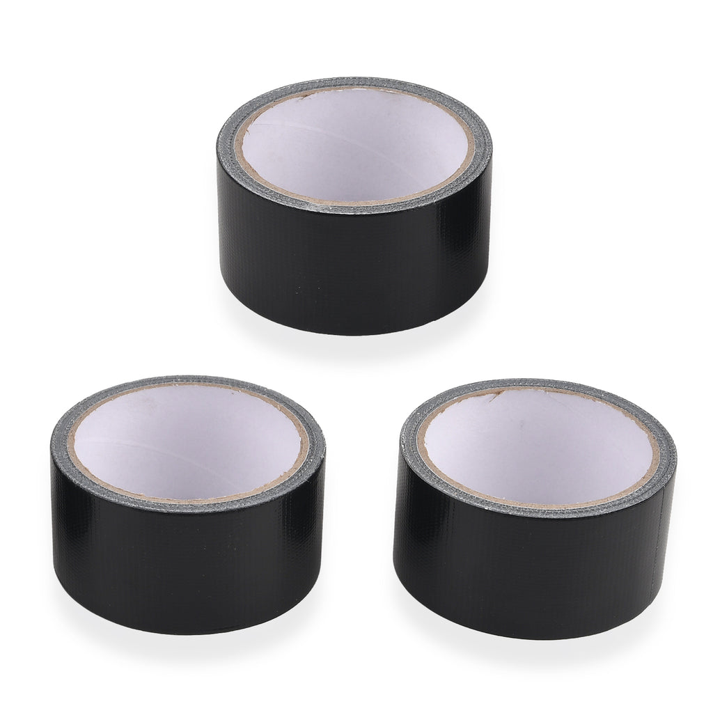 Set of 3 Heavy-Duty Multipurpose Duct Tape Rolls - Strong Adhesive Repair Tape - Black_8633005_2