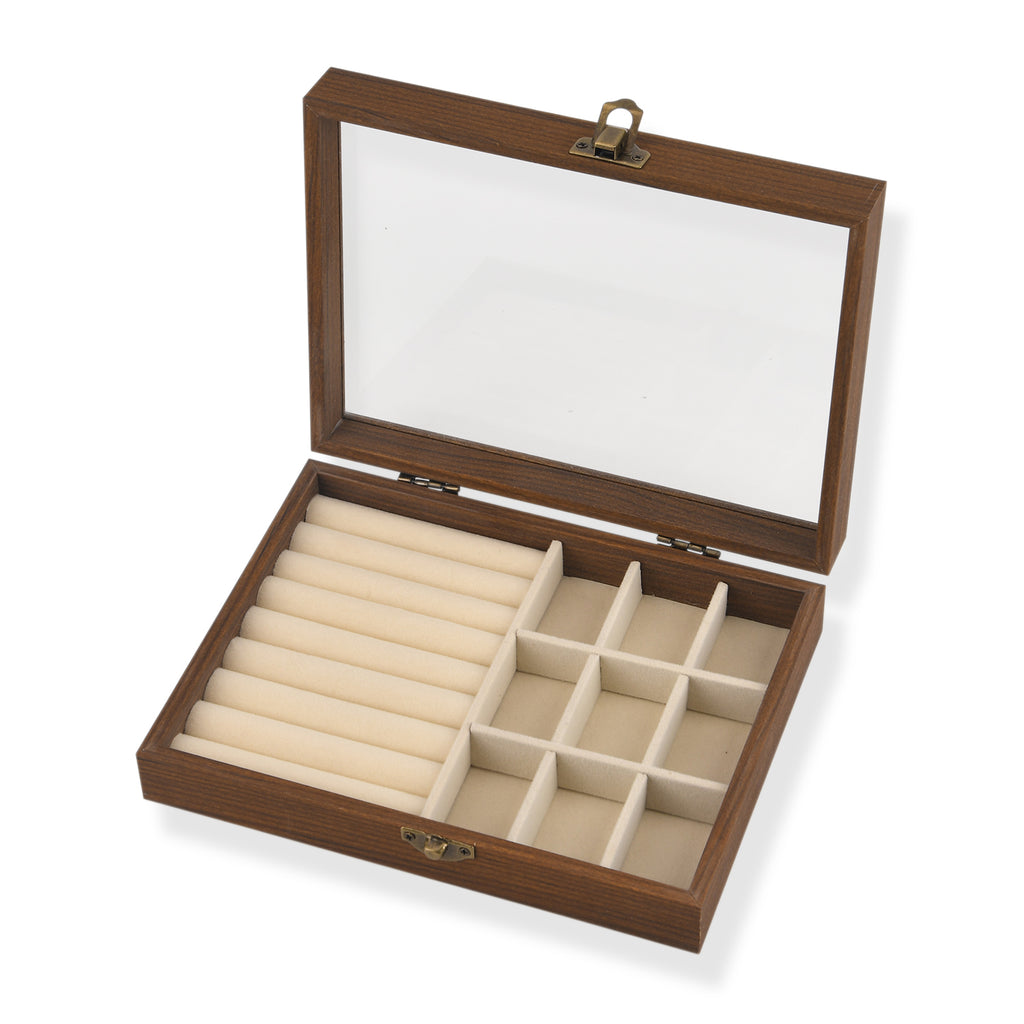 LIVMORE Patterned Jewellery Box (Size 7x5x2 in) - Cream & Cream_8633159