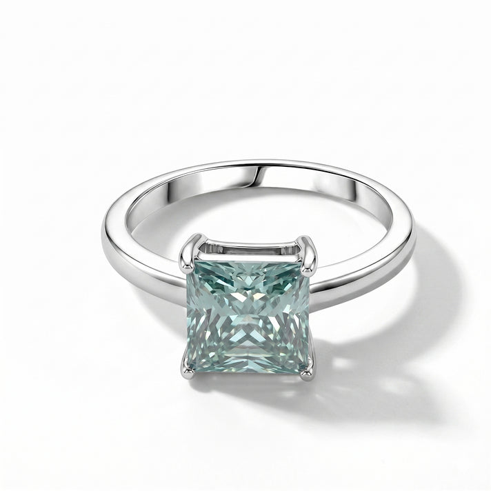 D'Joy - Paraiba Colour  Moissanite Solitaire Ring in Rhodium Overlay Sterling Silver 2.40 Ct. 8634631 1