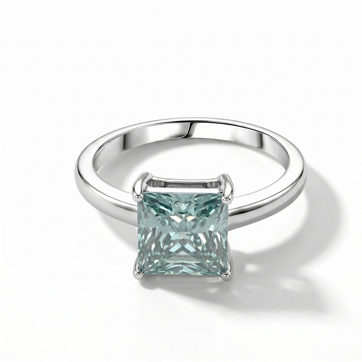 D'Joy - Paraiba Colour  Moissanite Solitaire Ring in Rhodium Overlay Sterling Silver 2.40 Ct. V32604021 0