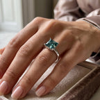 D'Joy - Paraiba Colour  Moissanite Solitaire Ring in Rhodium Overlay Sterling Silver 2.40 Ct._8634634_1