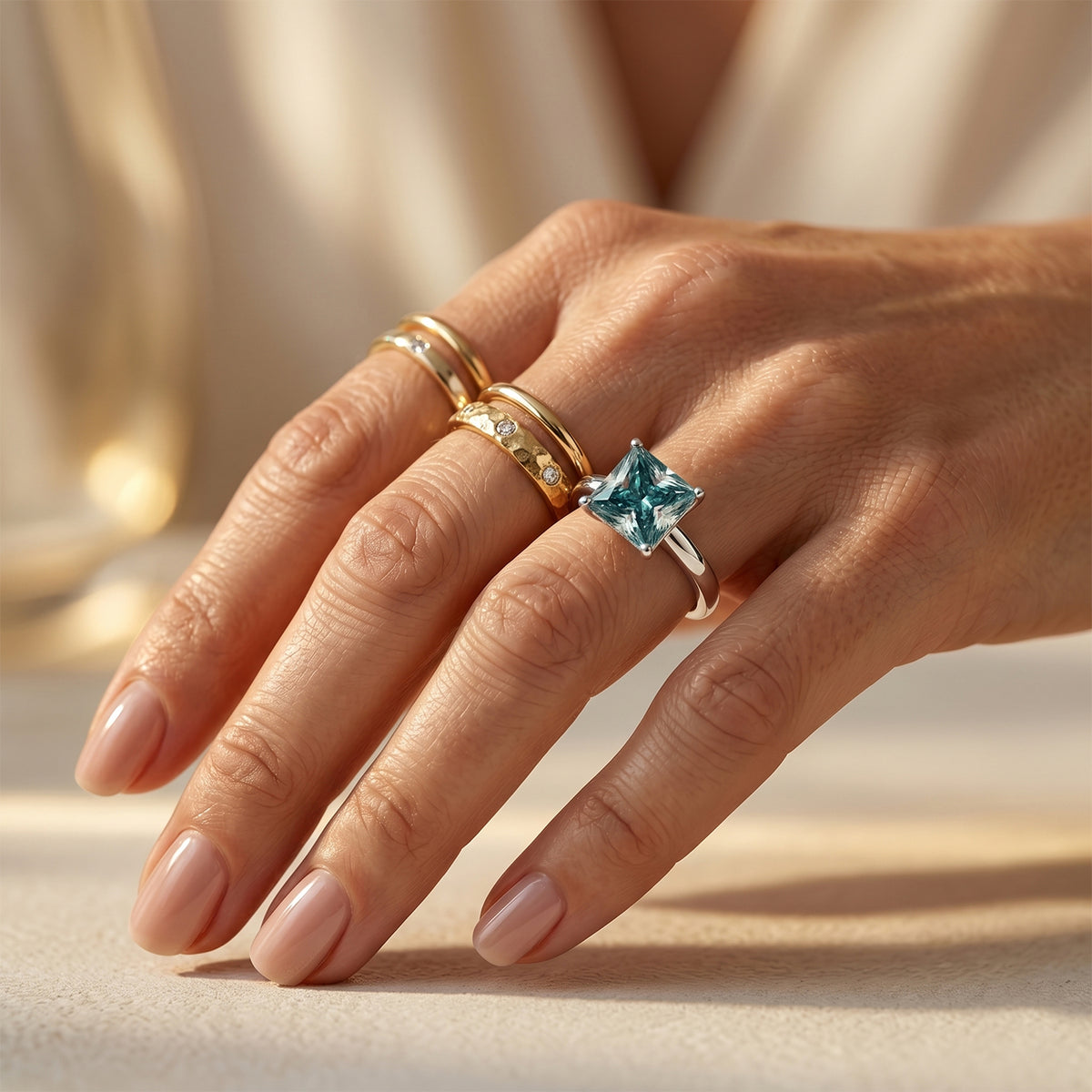 D'Joy - Paraiba Colour  Moissanite Solitaire Ring in Rhodium Overlay Sterling Silver 2.40 Ct. V32604021 3