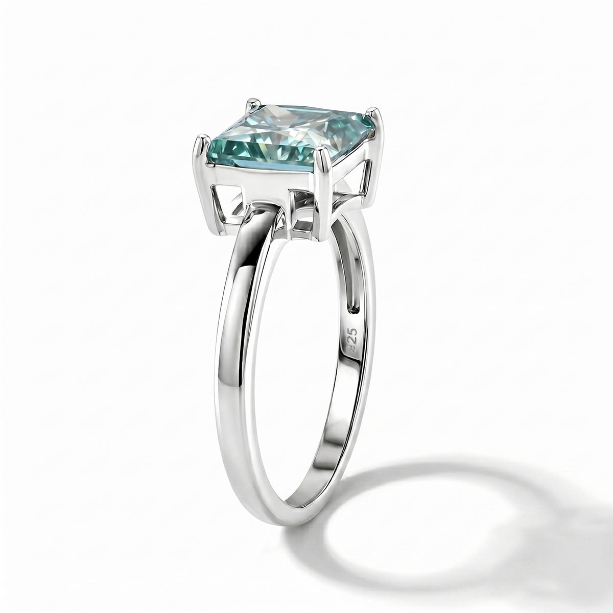 D'Joy - Paraiba Colour  Moissanite Solitaire Ring in Rhodium Overlay Sterling Silver 2.40 Ct. V32604021 4