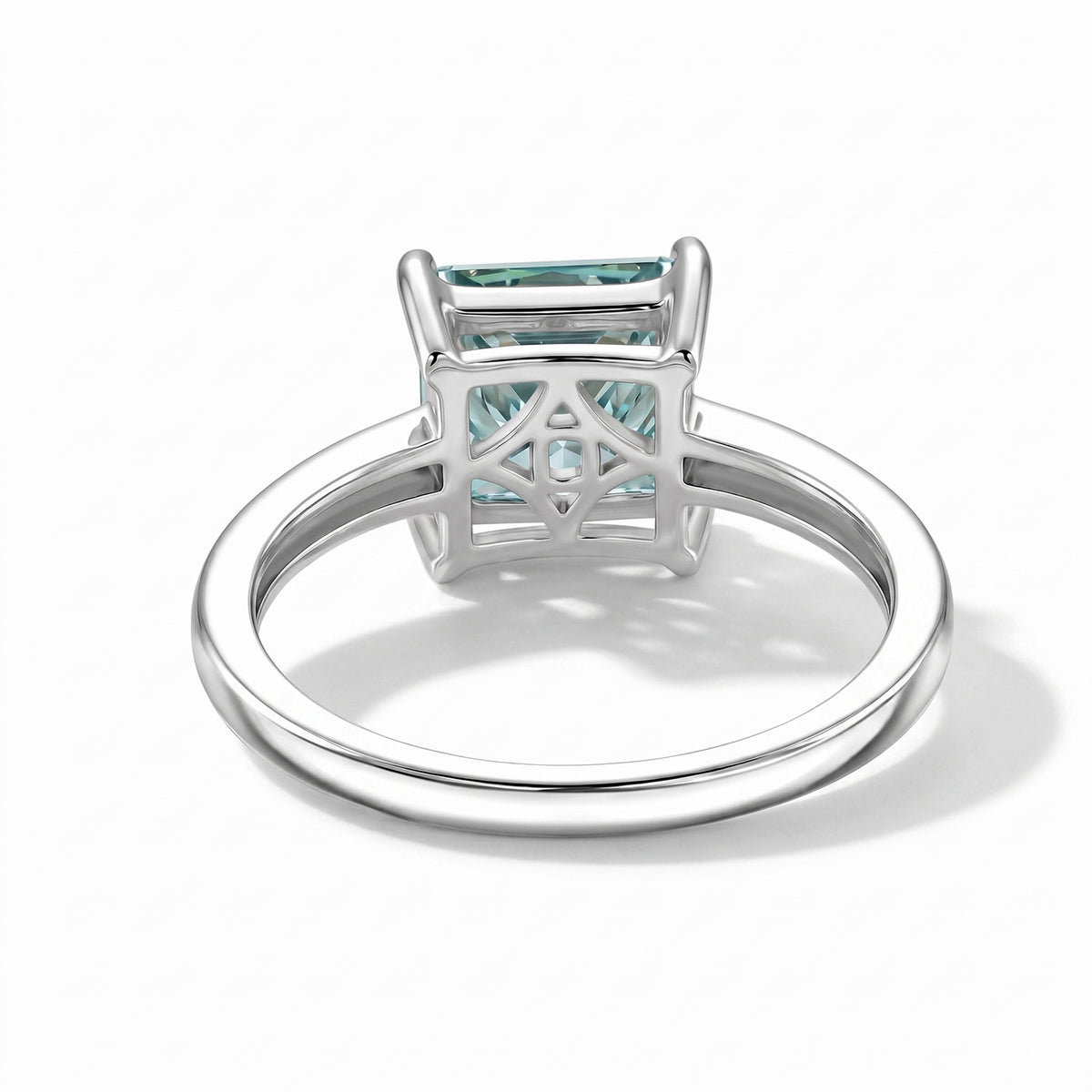 D'Joy - Paraiba Colour  Moissanite Solitaire Ring in Rhodium Overlay Sterling Silver 2.40 Ct. V32604021 5
