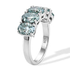 D'Joy - Paraiba Moissanite 5 Stone Ring in Rhodium Overlay Sterling Silver 3.70 Ct._8634659_3