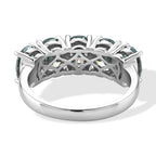 D'Joy - Paraiba Moissanite 5 Stone Ring in Rhodium Overlay Sterling Silver 3.70 Ct._8634659_4
