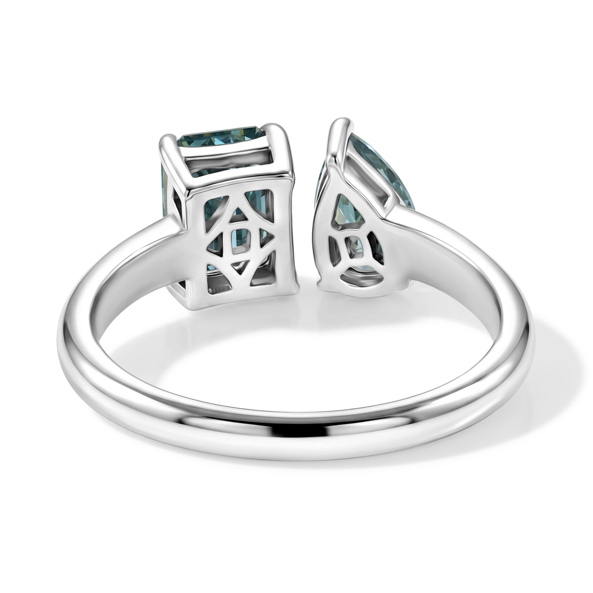 D'Joy - Paraiba Moissanite Toi-et-Moi Ring in Rhodium Overlay Sterling Silver 2.30 Ct. V32607144 5
