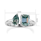 D'Joy - Paraiba Moissanite Toi-et-Moi Ring in Rhodium Overlay Sterling Silver 2.30 Ct._8634674_5