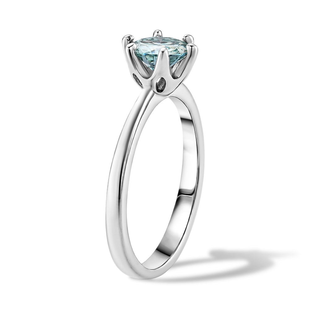 D'Joy - Paraiba Moissanite Solitaire Ring in Rhodium Overlay Sterling Silver_8634719_3