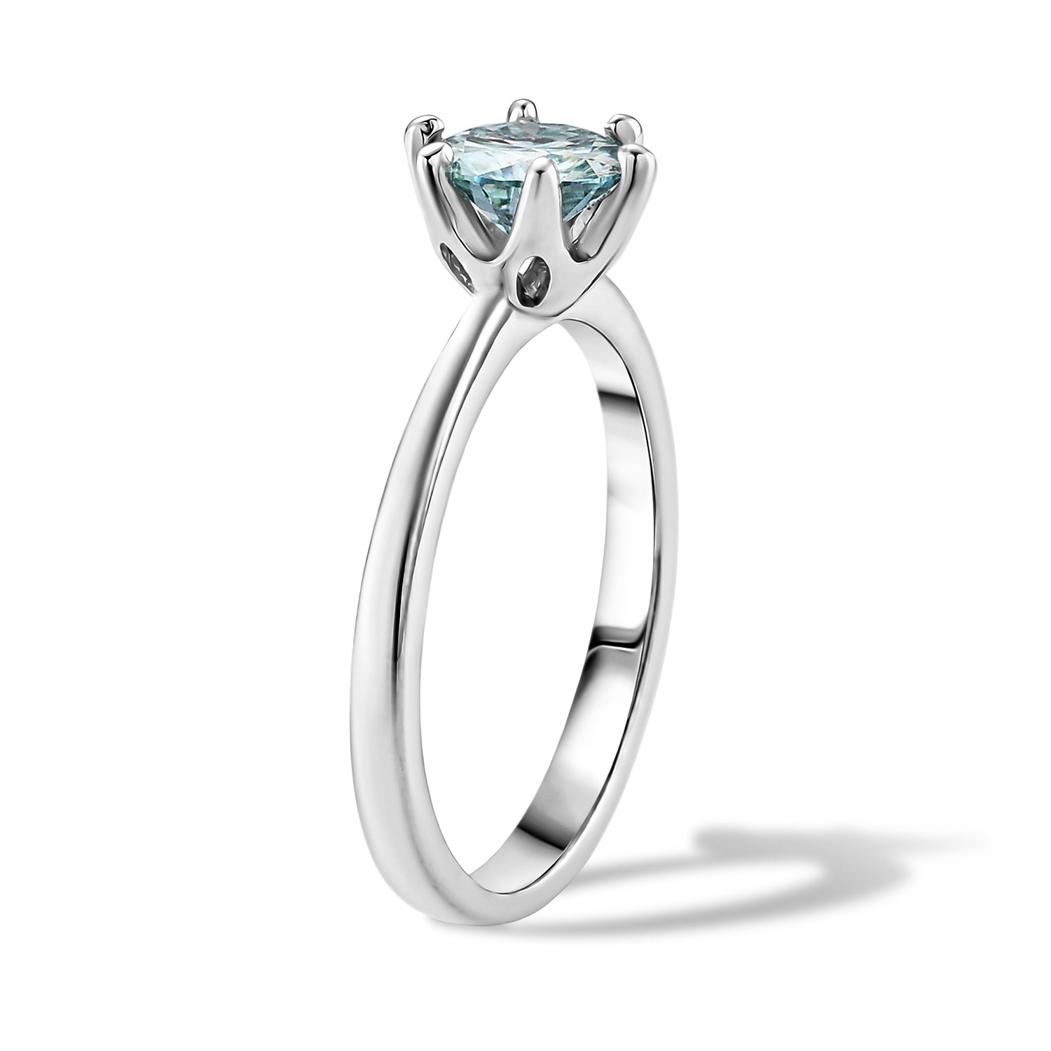 D'Joy - Paraiba Moissanite Solitaire Ring in Rhodium Overlay Sterling Silver V32518988 4