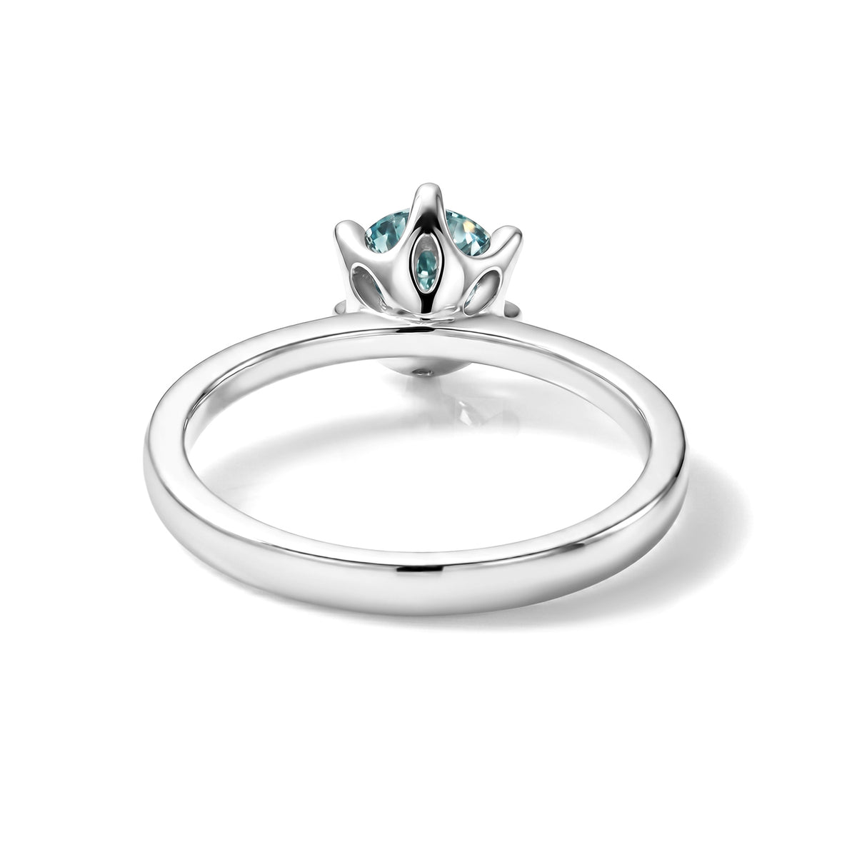 D'Joy - Paraiba Moissanite Solitaire Ring in Rhodium Overlay Sterling Silver V32518988 5