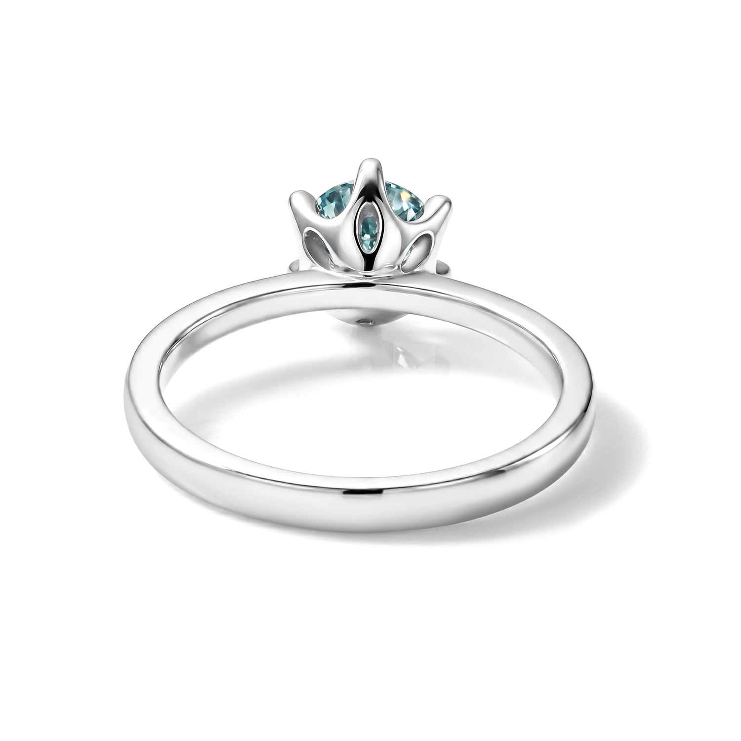 D'Joy - Paraiba Moissanite Solitaire Ring in Rhodium Overlay Sterling Silver V32518988 5