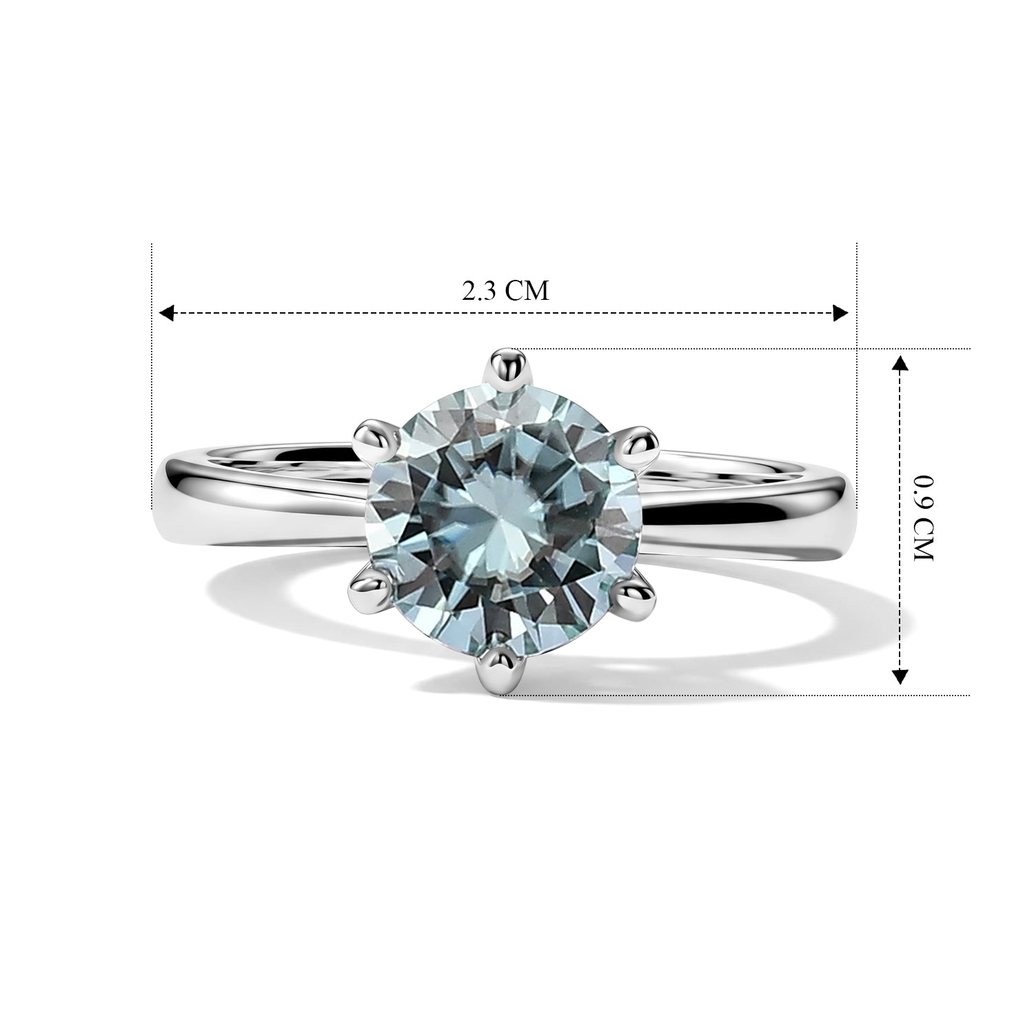 D'Joy - Paraiba Moissanite Solitaire Ring in Rhodium Overlay Sterling Silver V32518988 6