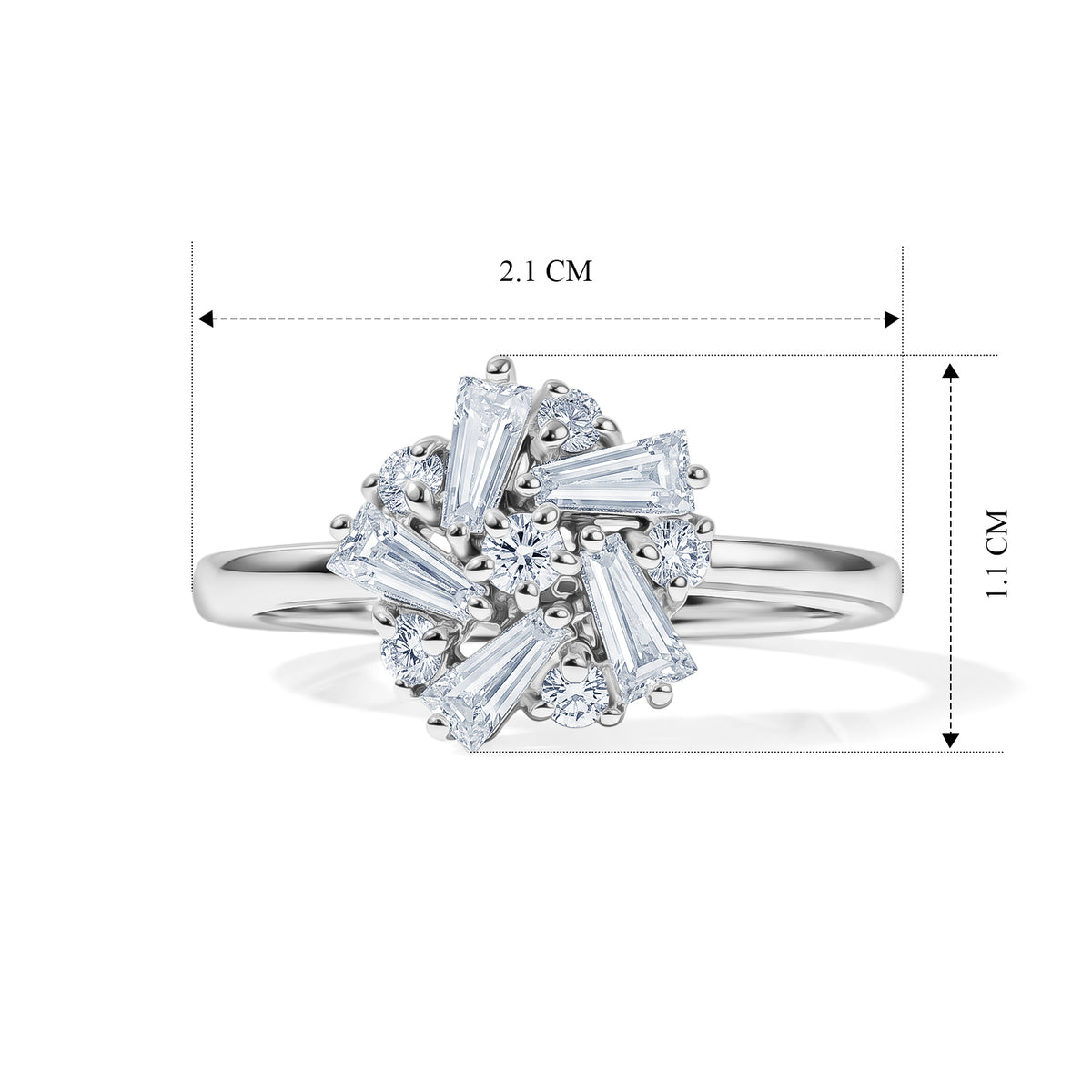 D'Joy - Moissanite Cluster Ring in Platinum Overlay Sterling Silver 8634777 6