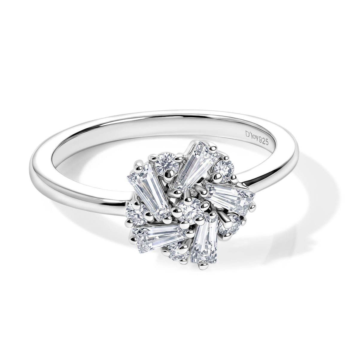 D'Joy - Moissanite Cluster Ring in Platinum Overlay Sterling Silver V32604182 0