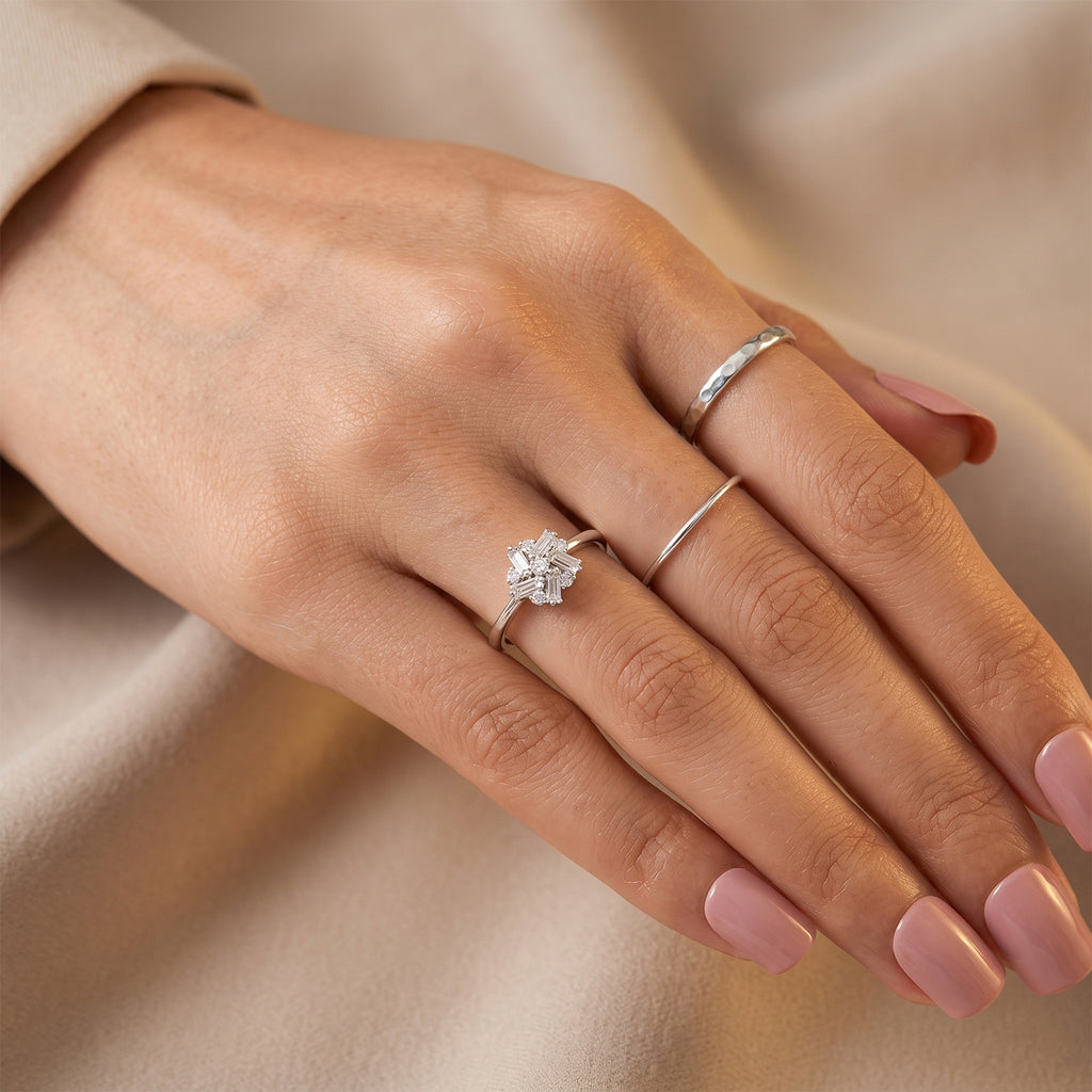 D'Joy - Moissanite Cluster Ring in Platinum Overlay Sterling Silver_8634782_2