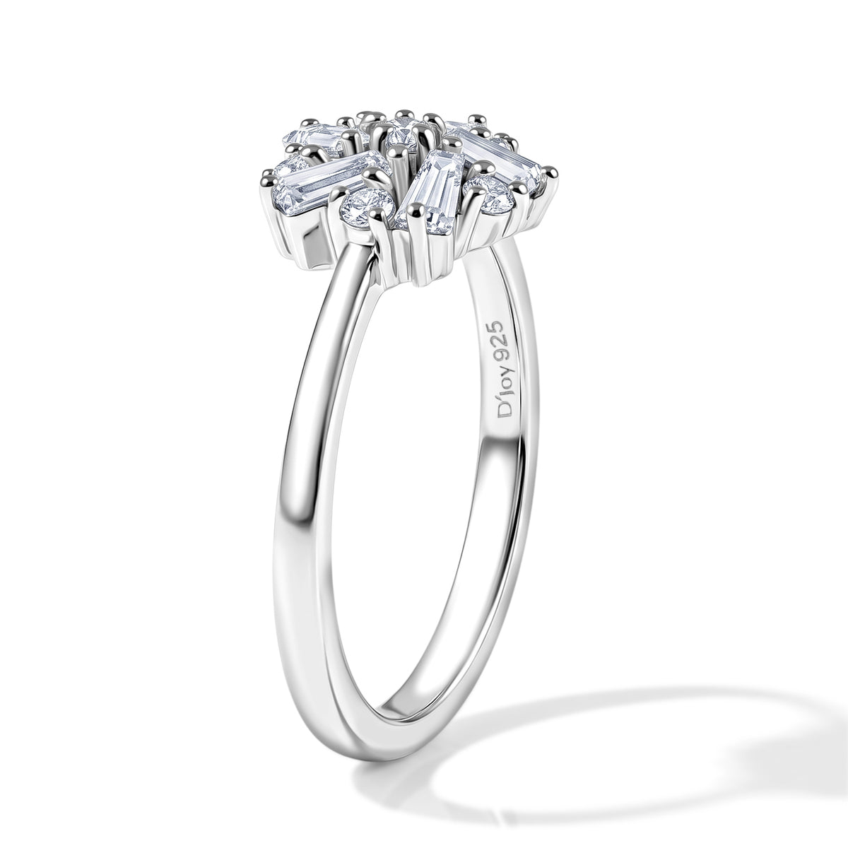 D'Joy - Moissanite Cluster Ring in Platinum Overlay Sterling Silver V32604182 4
