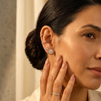 D'Joy - Moissanite Cluster Earring with Push Post in Platinum Overlay Sterling Silver_8634786_2