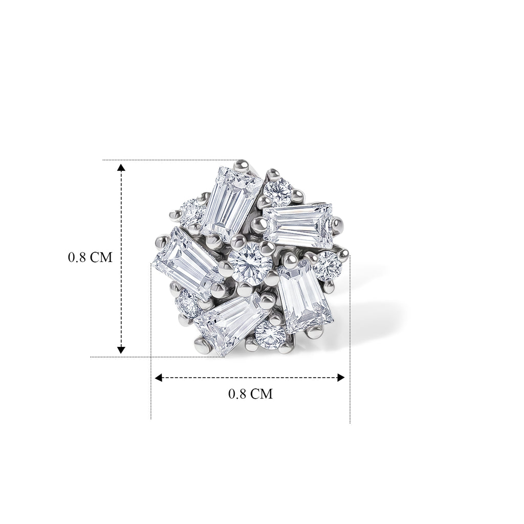D'Joy - Moissanite Cluster Earring with Push Post in Platinum Overlay Sterling Silver_8634786_4