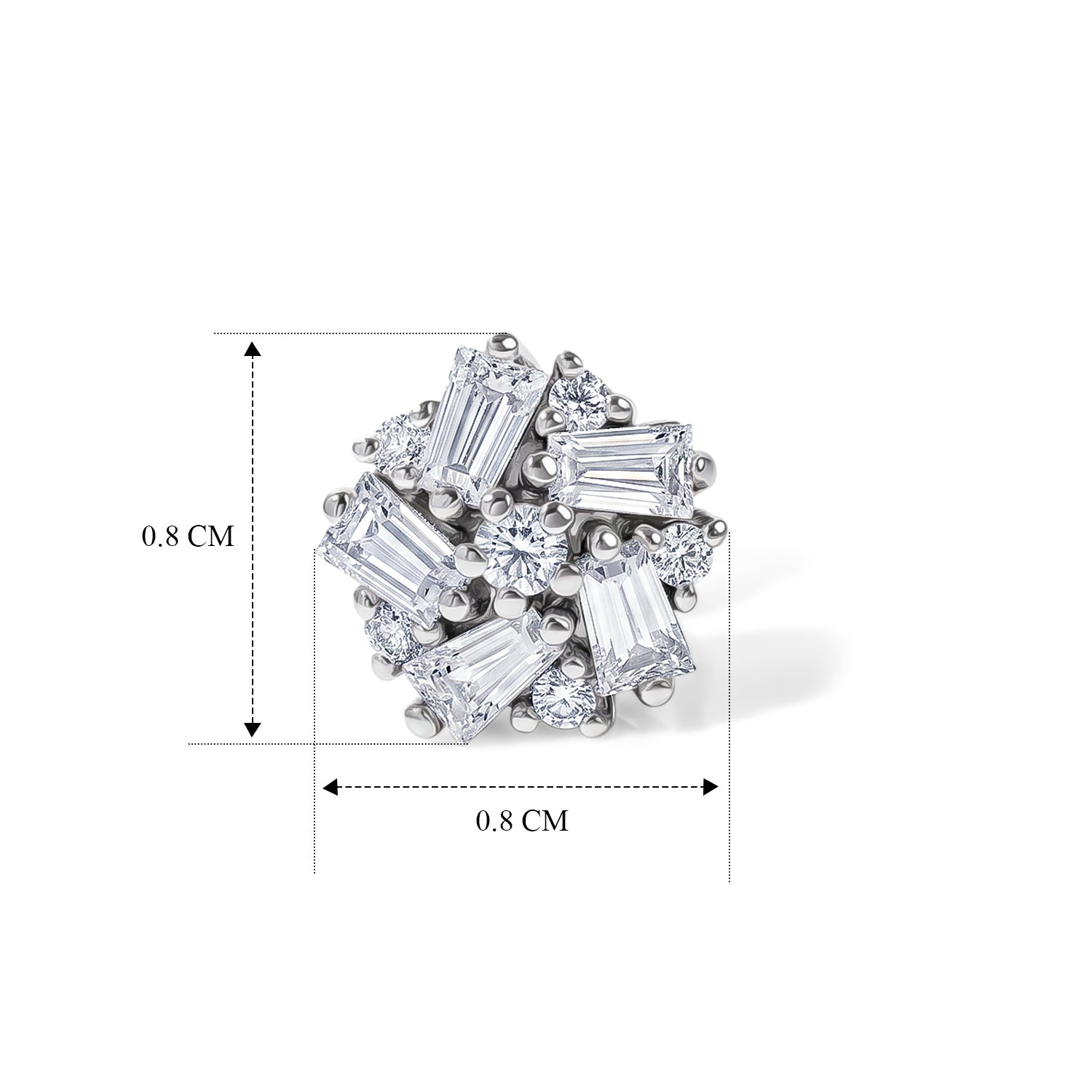 D'Joy - Moissanite Cluster Earring with Push Post in Platinum Overlay Sterling Silver V32513911 5