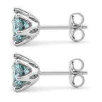 D'Joy - Paraiba Moissanite Solitaire Stud Push Post Earring in Rhodium Overlay Sterling Silver 1.88 Ct._8634798_3