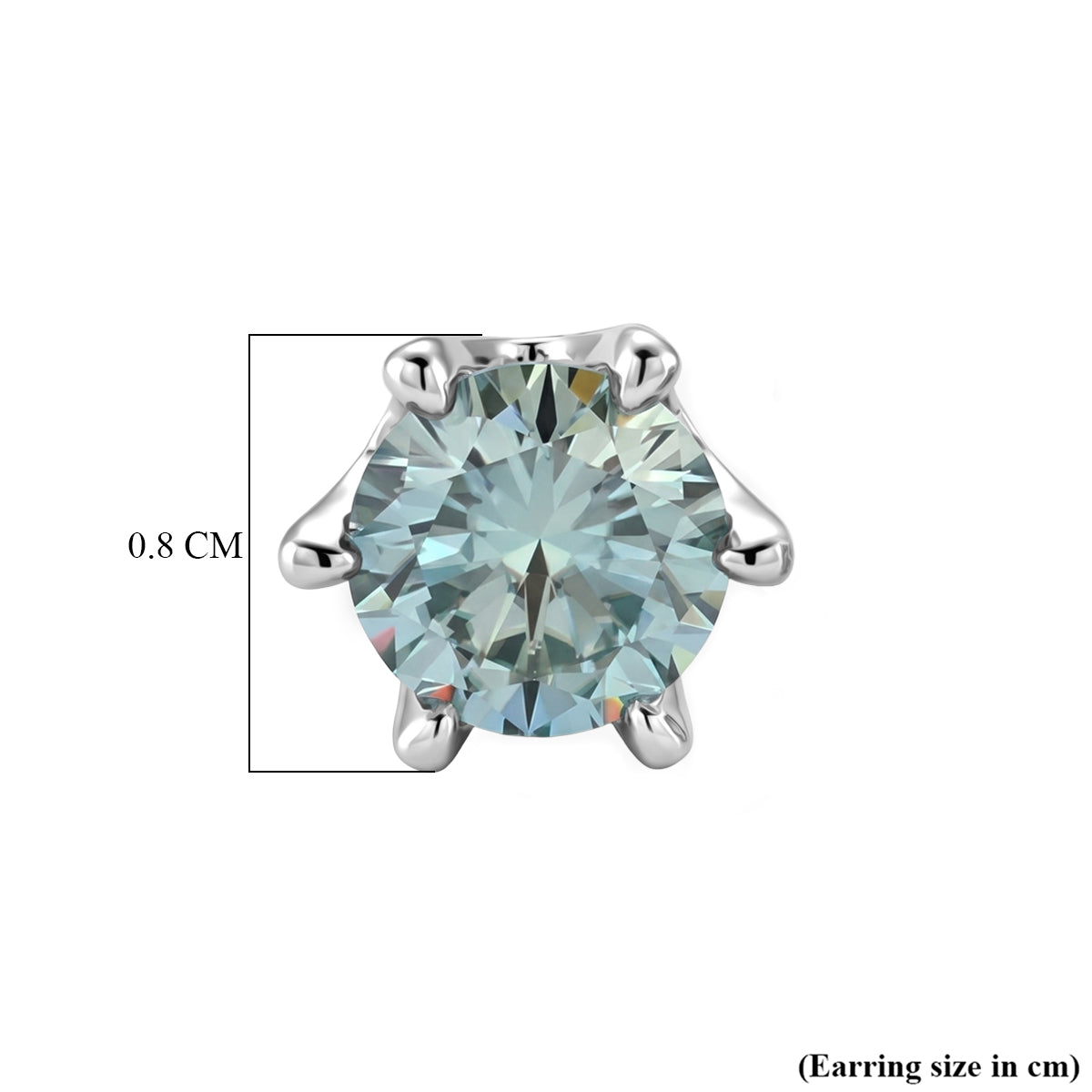 D'Joy - Paraiba Moissanite Solitaire Stud Push Post Earring in Rhodium Overlay Sterling Silver 1.88 Ct. V32529582 6