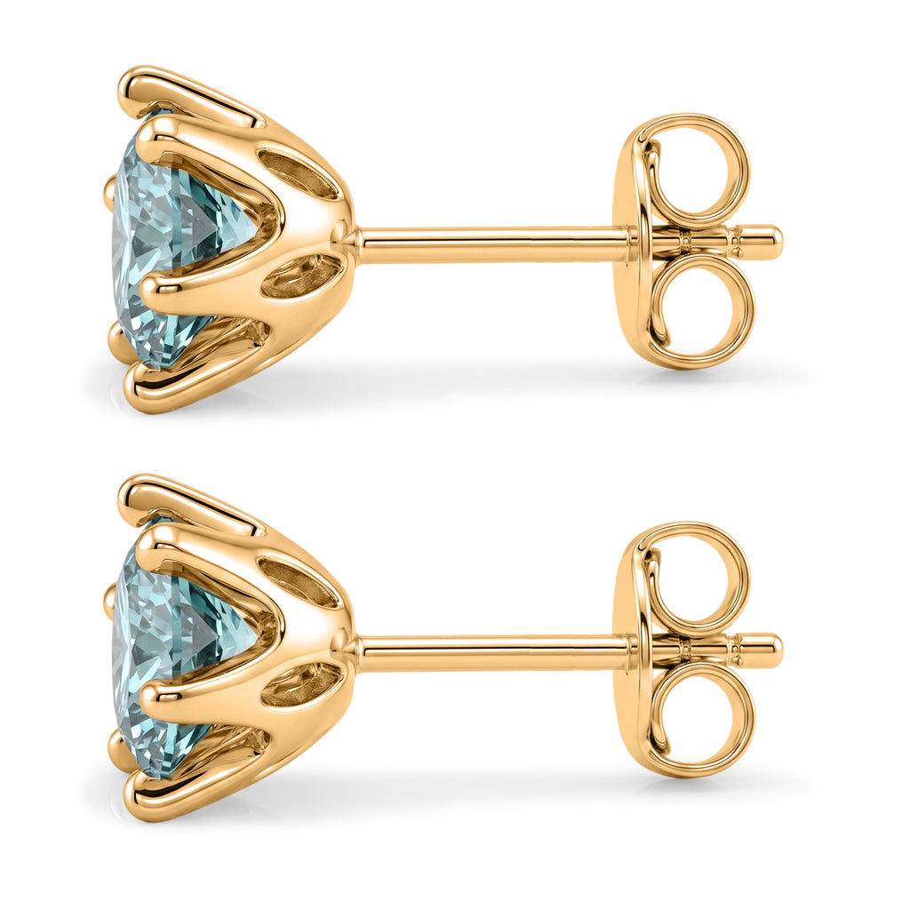 D'Joy - Paraiba Moissanite Solitaire Stud Push Post Earring in Yellow Gold Plated Sterling Silver 1.88 Ct._8634800_3