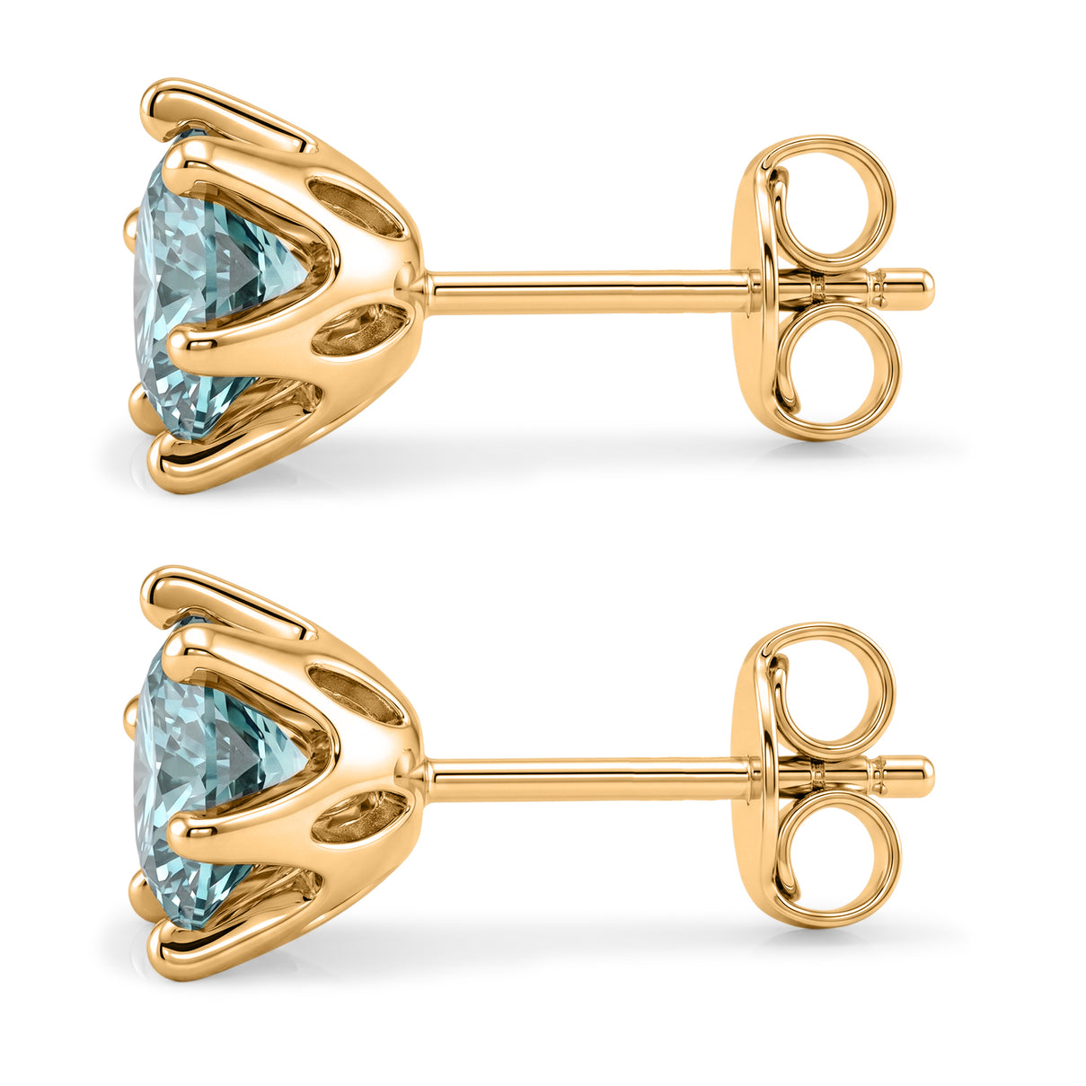 D'Joy - Paraiba Moissanite Solitaire Stud Push Post Earring in Yellow Gold Plated Sterling Silver 1.88 Ct. 8634800 4