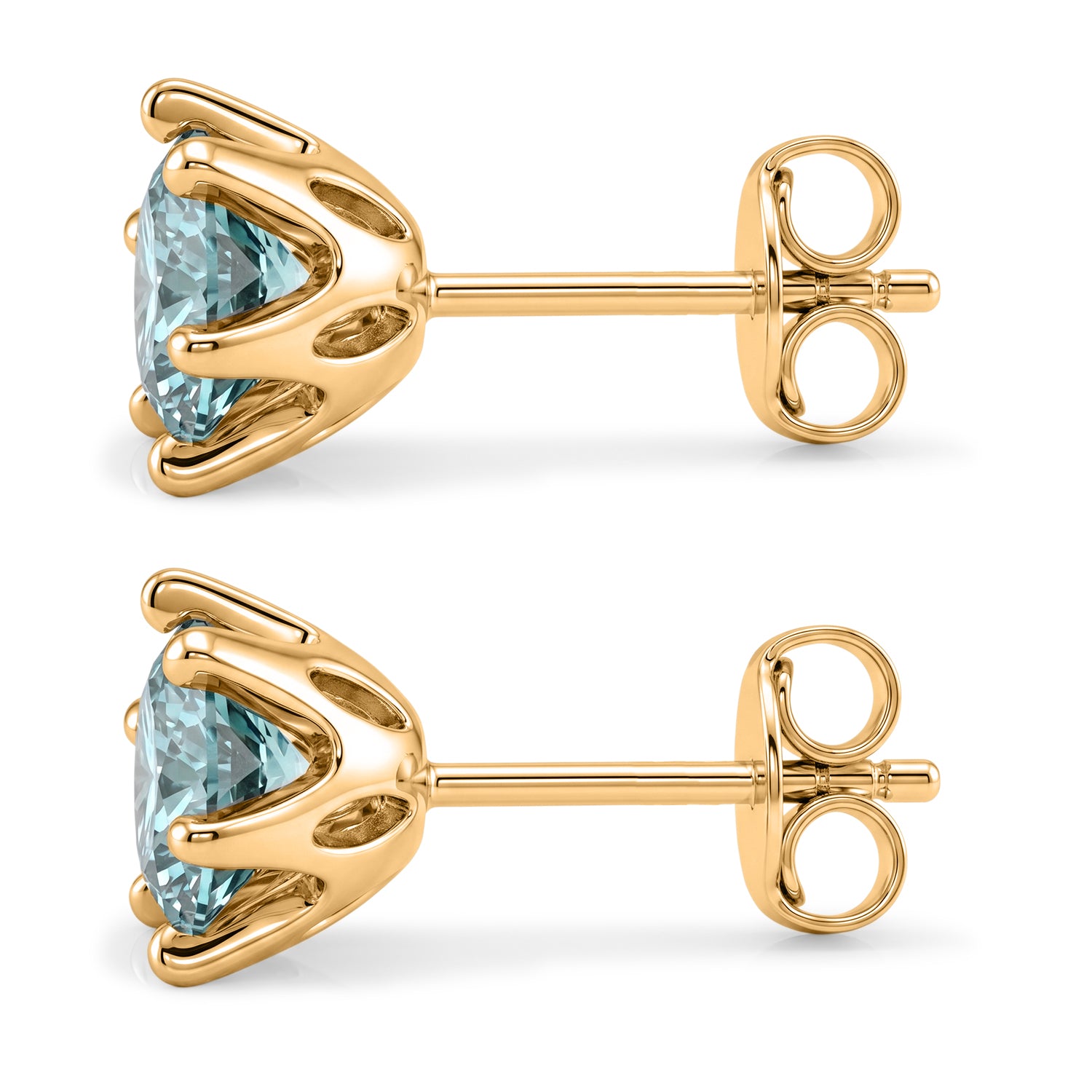D'Joy - Paraiba Moissanite Solitaire Stud Push Post Earring in Yellow Gold Plated Sterling Silver 1.88 Ct. 8634800 4