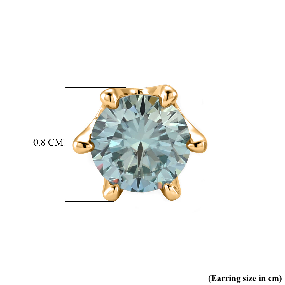 D'Joy - Paraiba Moissanite Solitaire Stud Push Post Earring in Yellow Gold Plated Sterling Silver 1.88 Ct. 8634800 6