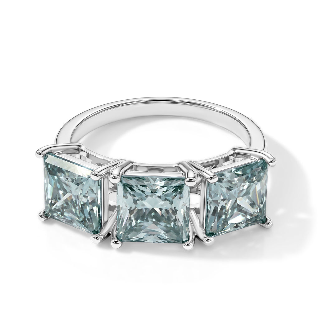 D'Joy - Paraiba Moissanite Trilogy Ring in Rhodium Overlay Sterling Silver 5.10 Ct._8634801