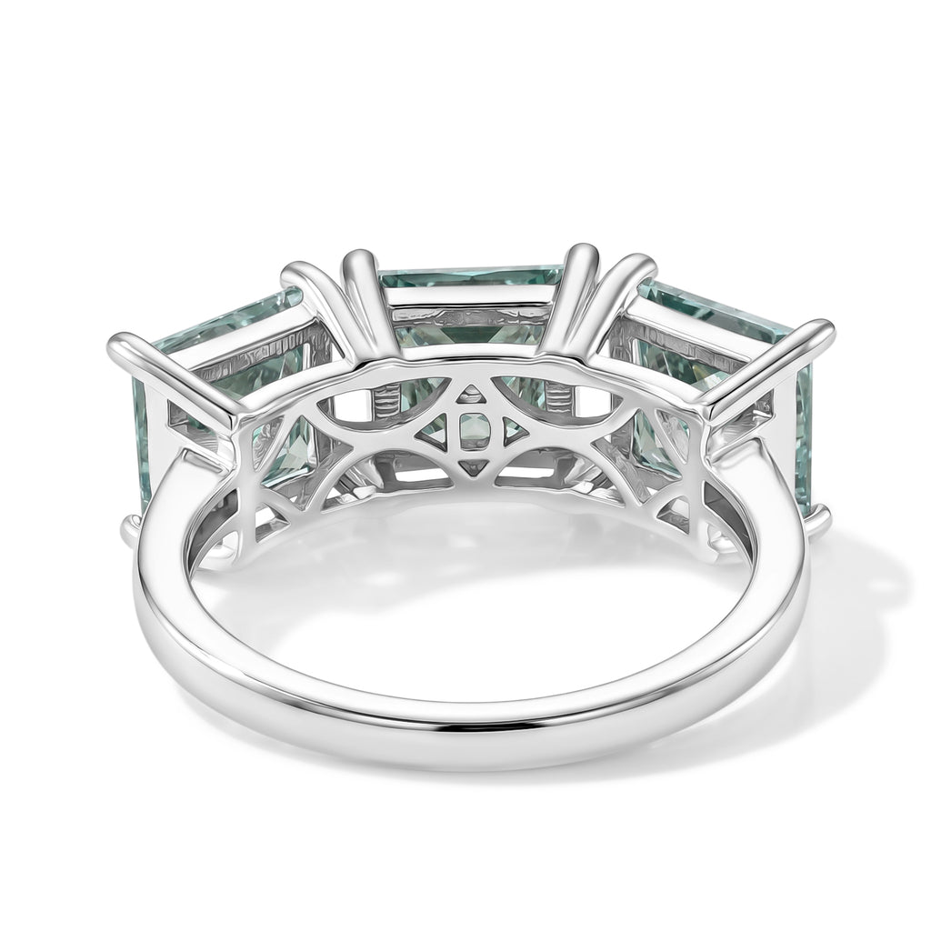D'Joy - Paraiba Moissanite Trilogy Ring in Rhodium Overlay Sterling Silver 5.10 Ct._8634801_4