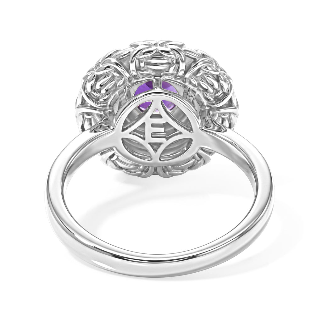 Natural Zambian Amethyst Solitaire Rosette Ring_8634813_4