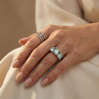 D'Joy - Paraiba Moissanite Trilogy Ring in Rhodium Overlay Sterling Silver 5.10 Ct._8634824_2