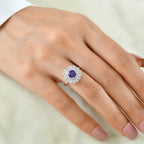 Natural Zambian Amethyst Solitaire Rosette Ring_8634848_1