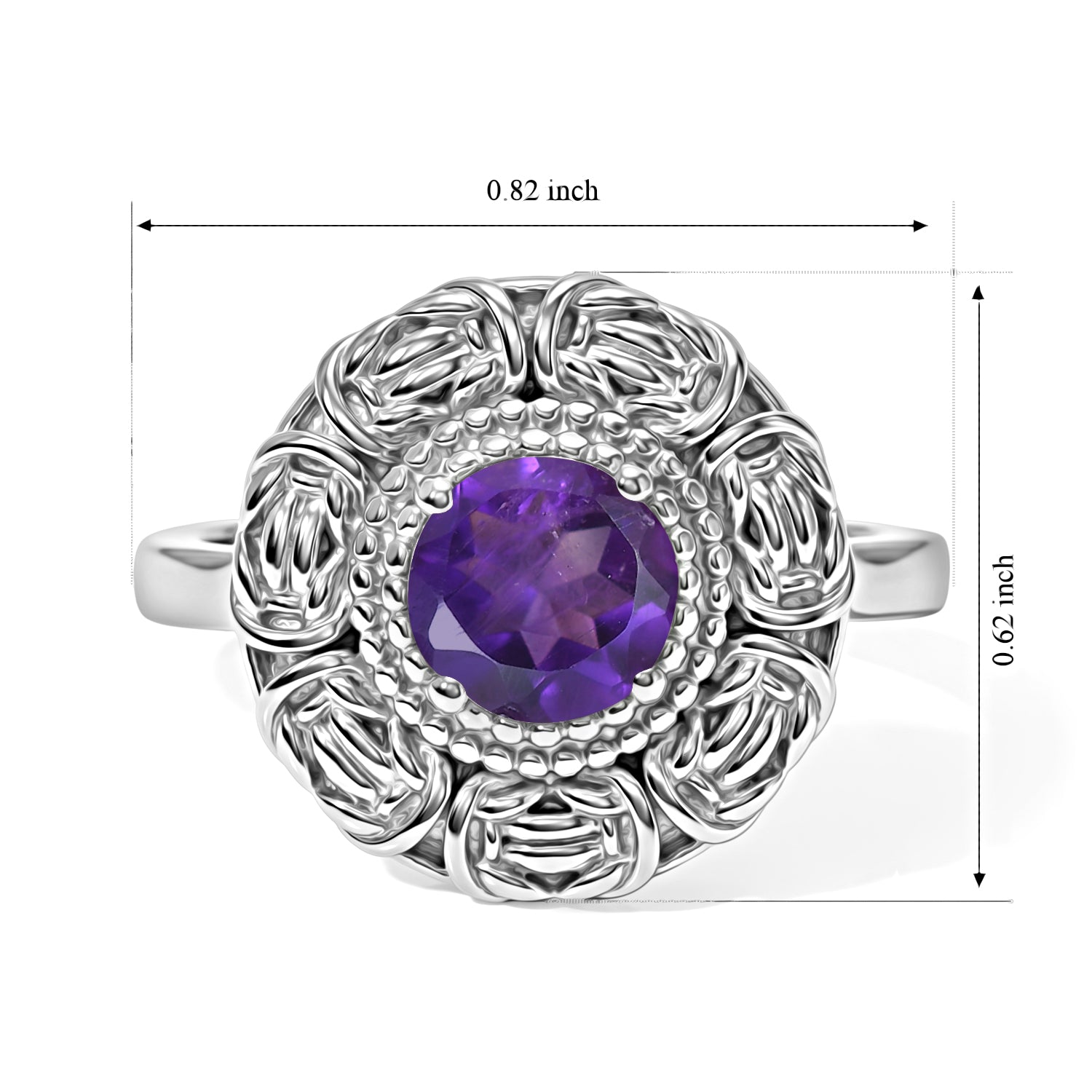 Natural Zambian Amethyst Solitaire Rosette Ring 8634849 4