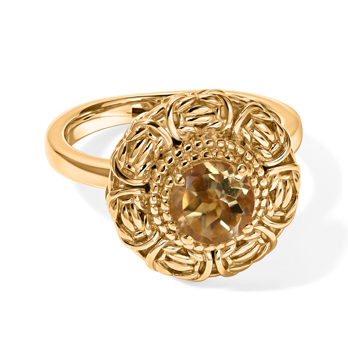 EverTrue - Citrine Solitaire Rosette Ring in Yellow Gold Tone 8634861 1